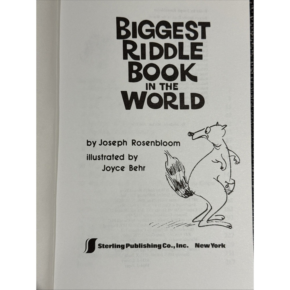 Biggest Riddle Book in‎ the World (Paperback Sterling Publishing 1976 Rare Oop - Picture 6 of 16